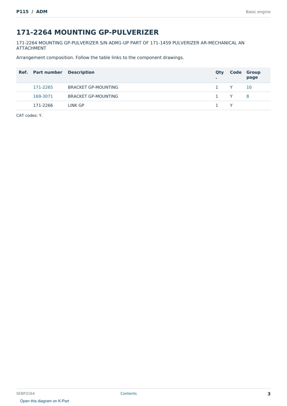 Caterpillar P115 S/N ADM Partsbook SEBP3164 (English) - sample page 3 of 10 Caterpillar P115 S/N ADM Partsbook SEBP3164 (English) - sample page 3 of 10