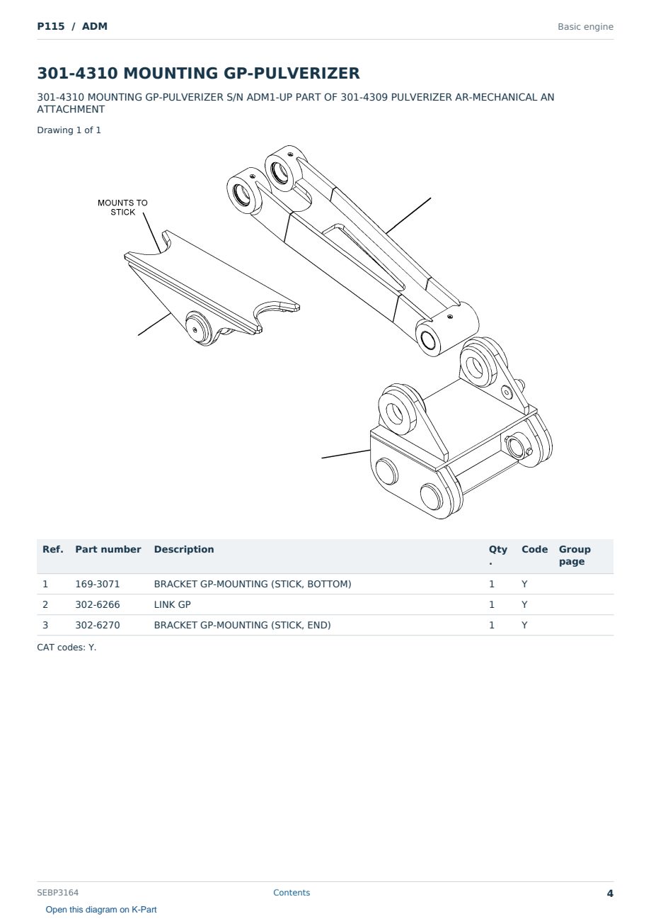 Caterpillar P115 S/N ADM Partsbook SEBP3164 (English) - sample page 4 of 10 Caterpillar P115 S/N ADM Partsbook SEBP3164 (English) - sample page 4 of 10