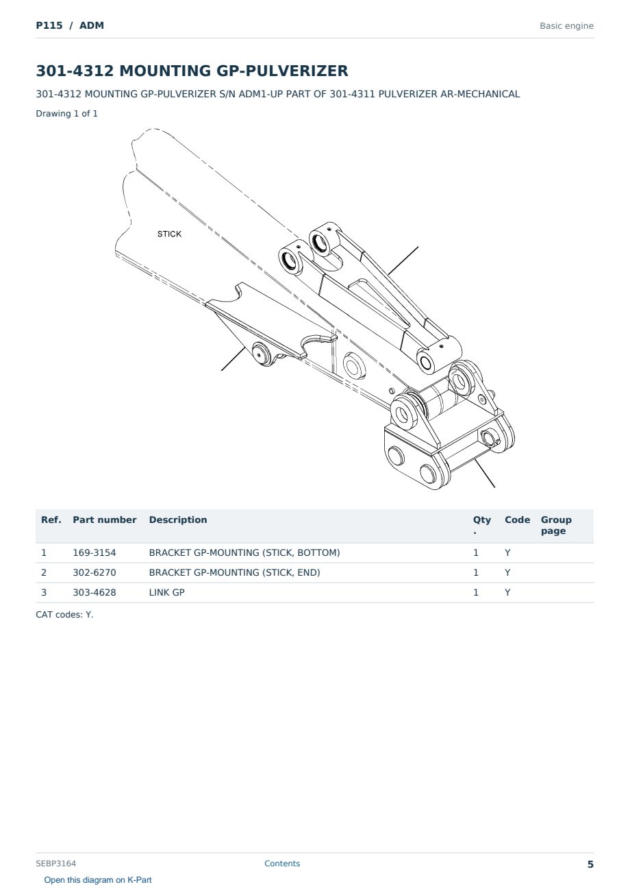 Caterpillar P115 S/N ADM Partsbook SEBP3164 (English) - sample page 5 of 10 Caterpillar P115 S/N ADM Partsbook SEBP3164 (English) - sample page 5 of 10