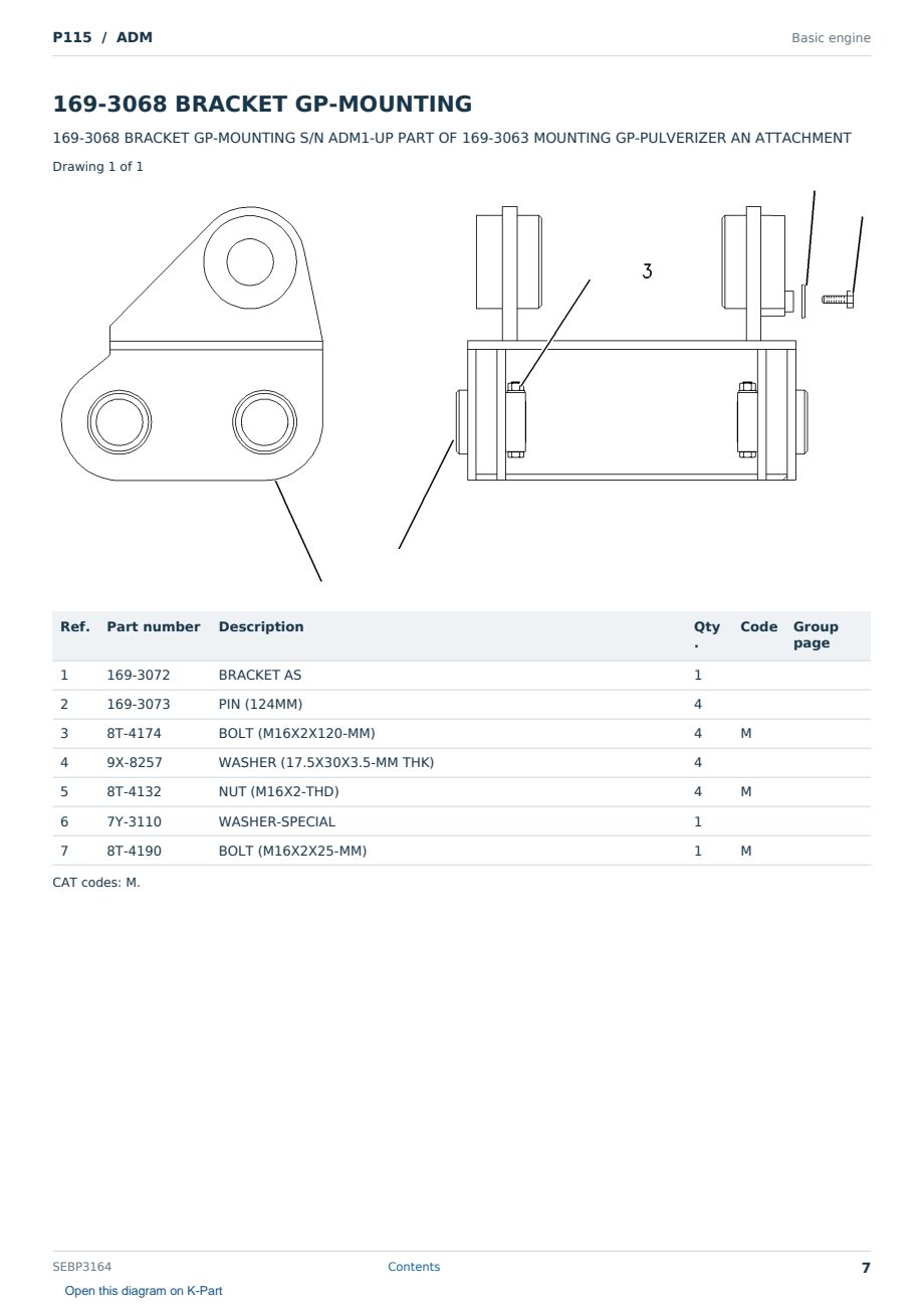 Caterpillar P115 S/N ADM Partsbook SEBP3164 (English) - sample page 7 of 10 Caterpillar P115 S/N ADM Partsbook SEBP3164 (English) - sample page 7 of 10