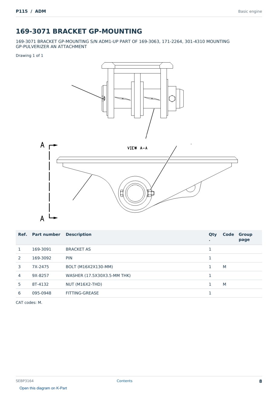 Caterpillar P115 S/N ADM Partsbook SEBP3164 (English) - sample page 8 of 10 Caterpillar P115 S/N ADM Partsbook SEBP3164 (English) - sample page 8 of 10