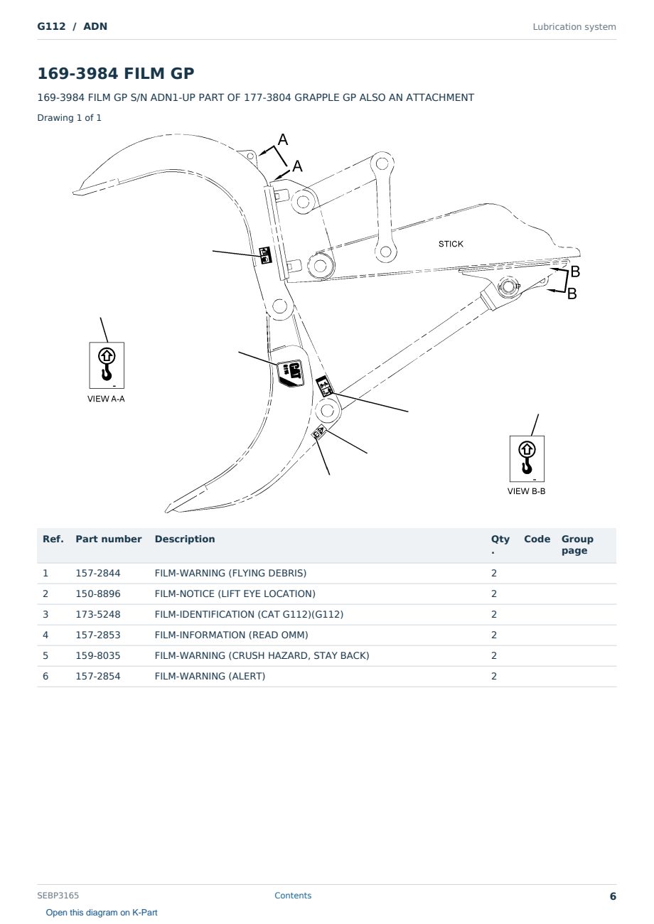 Caterpillar G112 S/N ADN Partsbook SEBP3165 (English) - sample page 6 of 10 Caterpillar G112 S/N ADN Partsbook SEBP3165 (English) - sample page 6 of 10