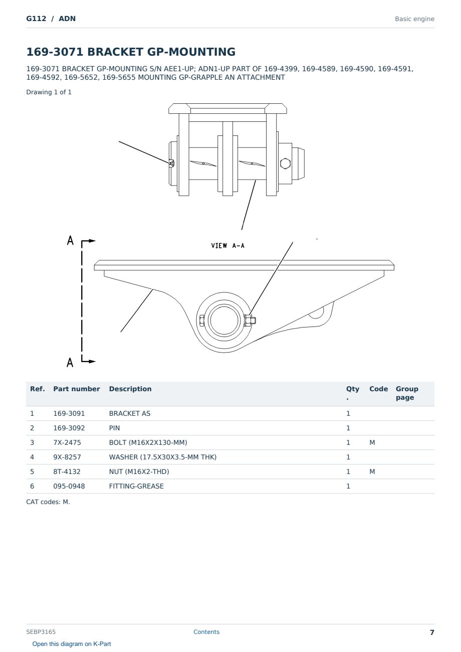 Caterpillar G112 S/N ADN Partsbook SEBP3165 (English) - sample page 7 of 10 Caterpillar G112 S/N ADN Partsbook SEBP3165 (English) - sample page 7 of 10