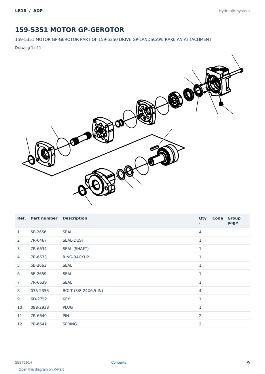 Caterpillar LR18 S/N ADP Partsbook SEBP2914 (English) - sample page 9 of 10 Caterpillar LR18 S/N ADP Partsbook SEBP2914 (English) - sample page 9 of 10