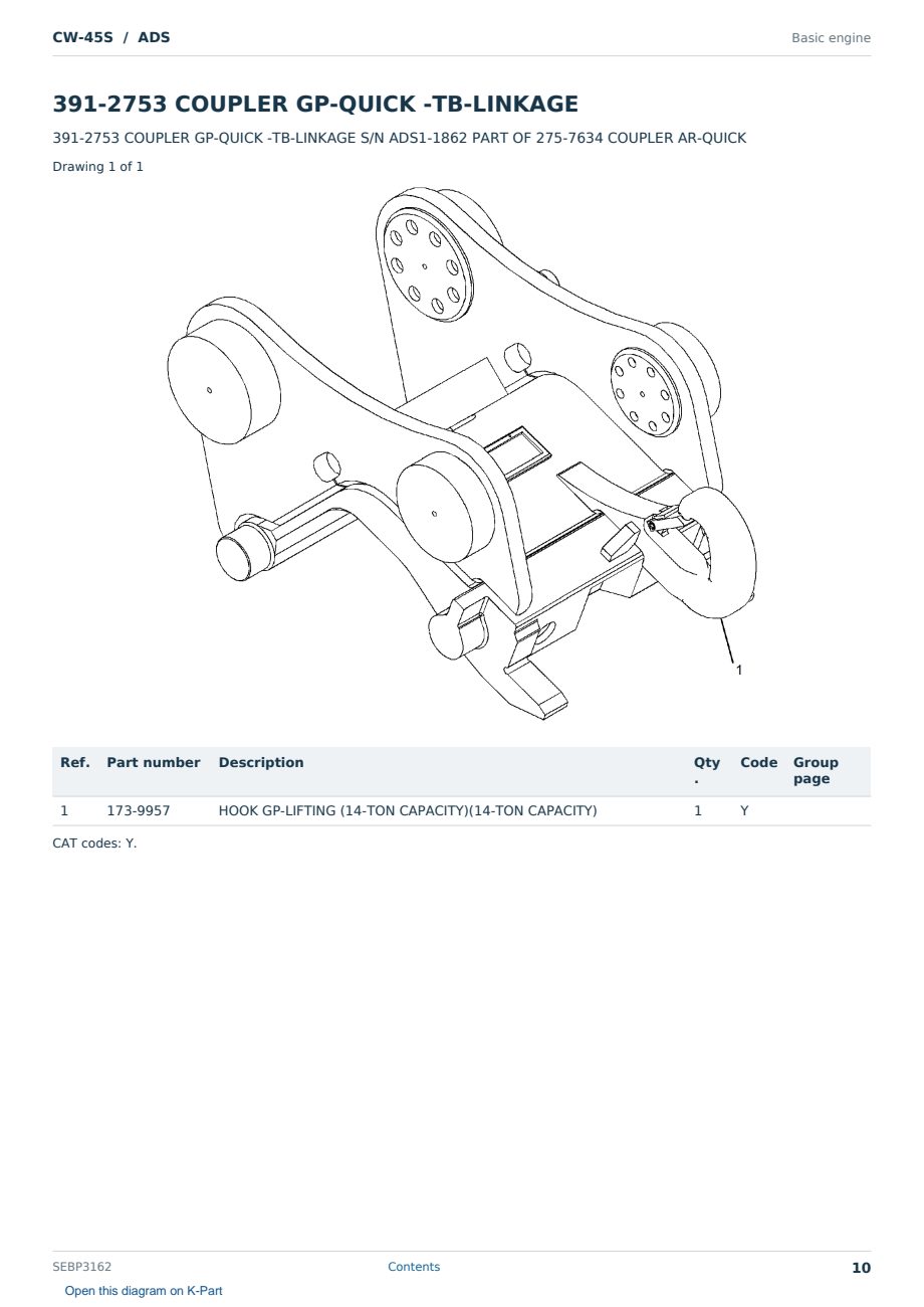 Caterpillar CW-45S S/N ADS Partsbook SEBP3162 (English) - sample page 10 of 10 Caterpillar CW-45S S/N ADS Partsbook SEBP3162 (English) - sample page 10 of 10