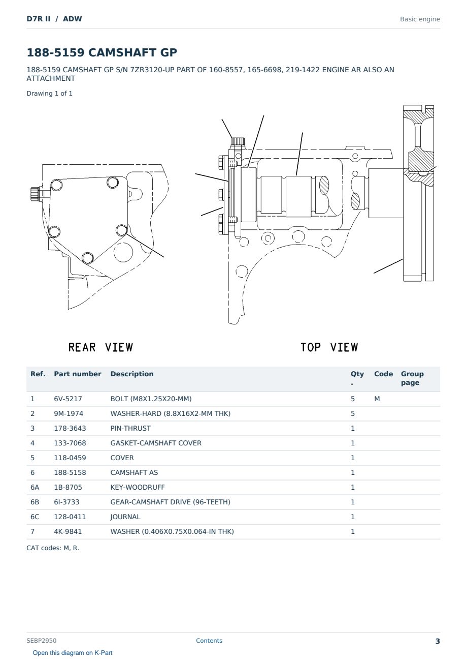 Caterpillar D7R II S/N ADW Partsbook SEBP2950 (English) - sample page 3 of 10 Caterpillar D7R II S/N ADW Partsbook SEBP2950 (English) - sample page 3 of 10