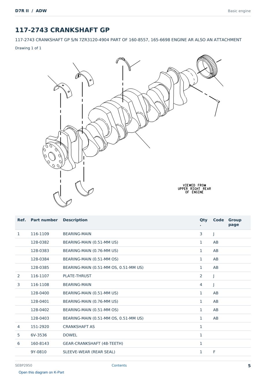 Caterpillar D7R II S/N ADW Partsbook SEBP2950 (English) - sample page 5 of 10 Caterpillar D7R II S/N ADW Partsbook SEBP2950 (English) - sample page 5 of 10