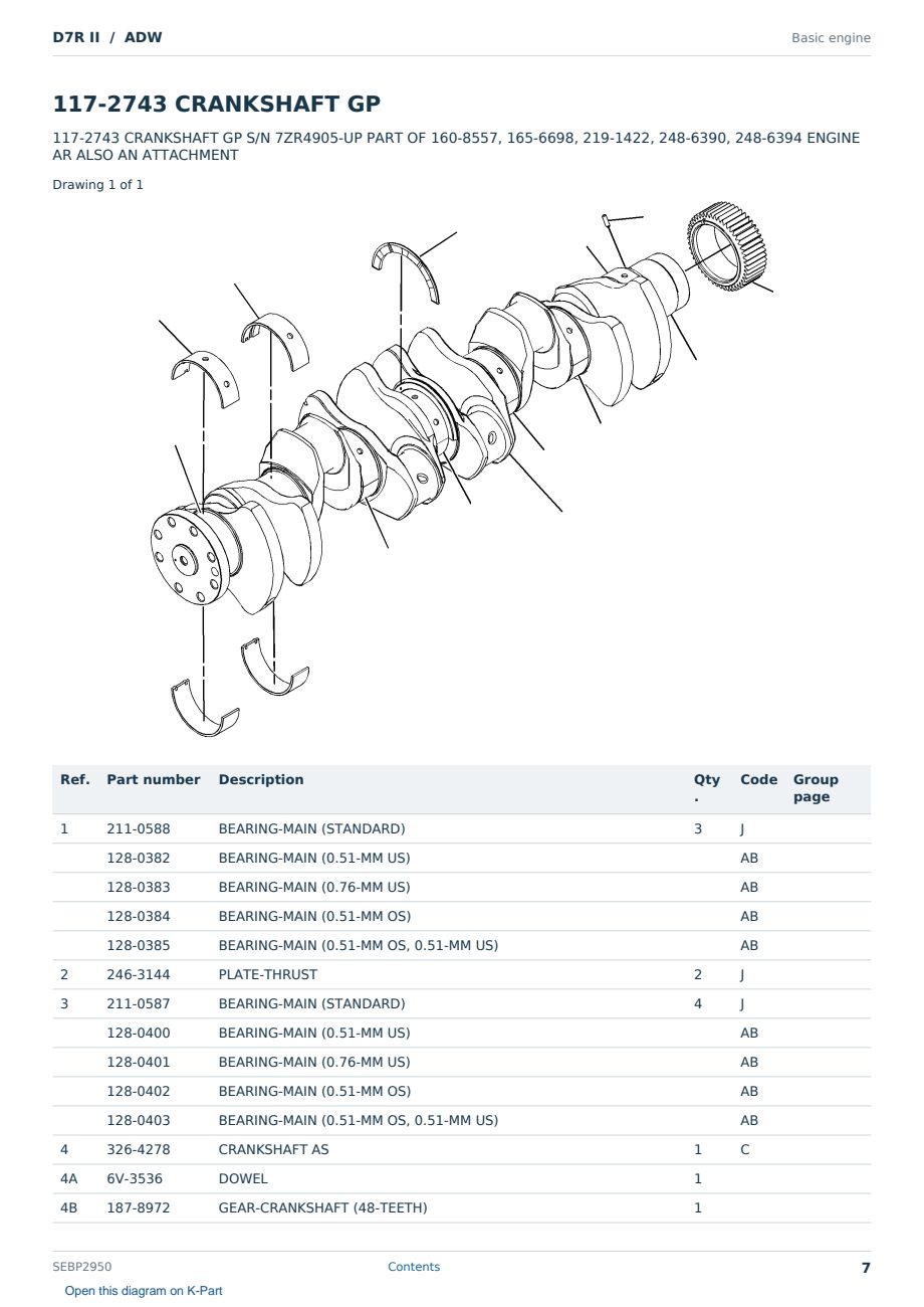 Caterpillar D7R II S/N ADW Partsbook SEBP2950 (English) - sample page 7 of 10 Caterpillar D7R II S/N ADW Partsbook SEBP2950 (English) - sample page 7 of 10