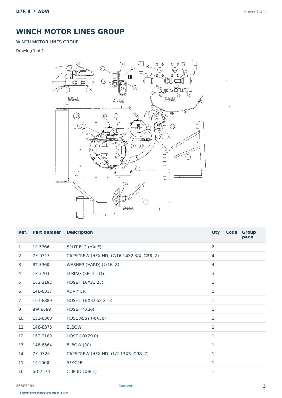 Caterpillar D7R II S/N ADW Partsbook SEBP3964 (English) - sample page 3 of 10 Caterpillar D7R II S/N ADW Partsbook SEBP3964 (English) - sample page 3 of 10