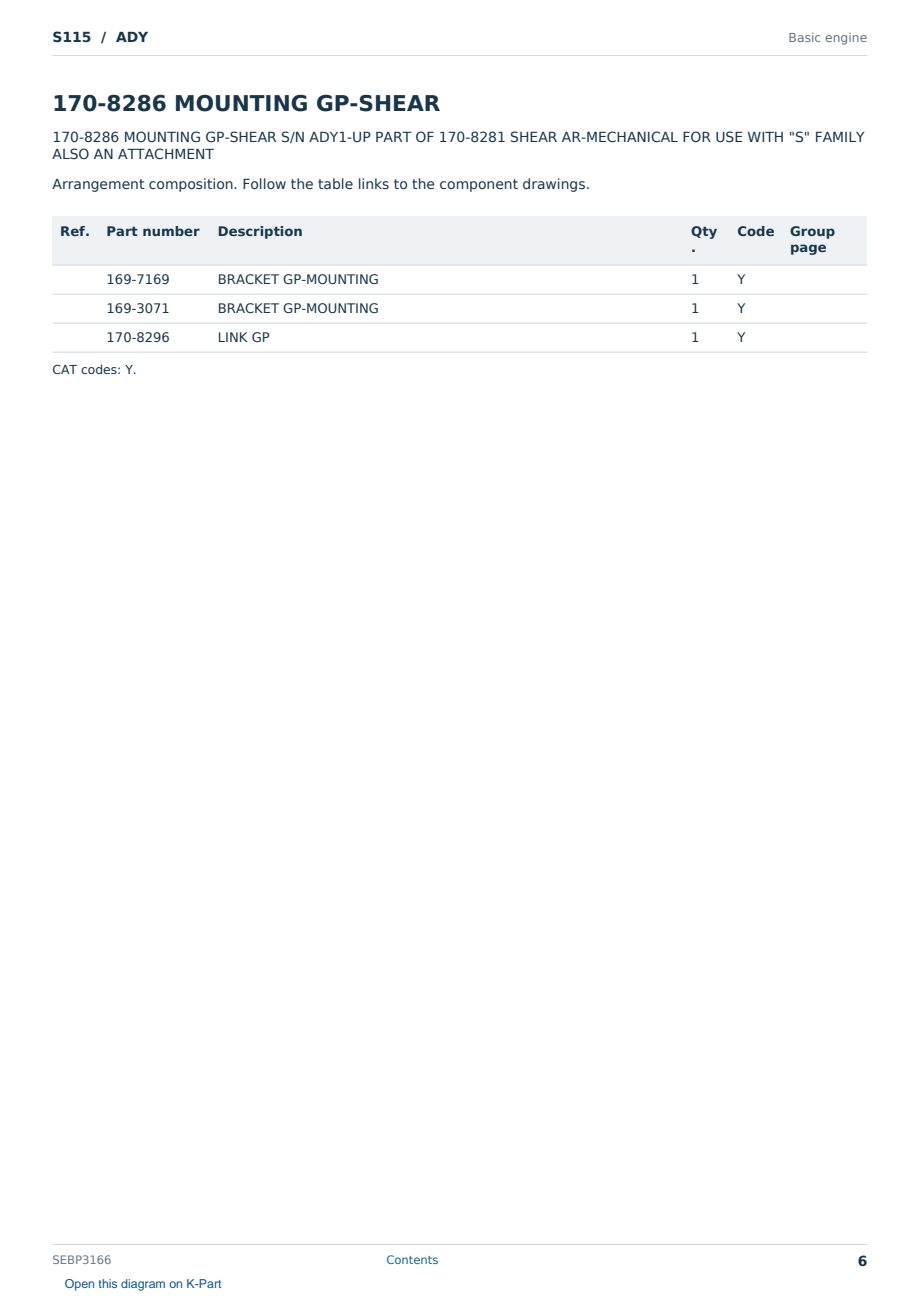 Caterpillar S115 S/N ADY Partsbook SEBP3166 (English) - sample page 6 of 10 Caterpillar S115 S/N ADY Partsbook SEBP3166 (English) - sample page 6 of 10