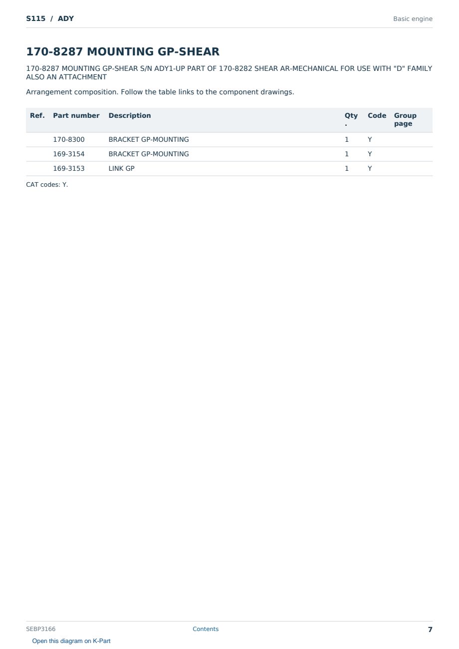 Caterpillar S115 S/N ADY Partsbook SEBP3166 (English) - sample page 7 of 10 Caterpillar S115 S/N ADY Partsbook SEBP3166 (English) - sample page 7 of 10