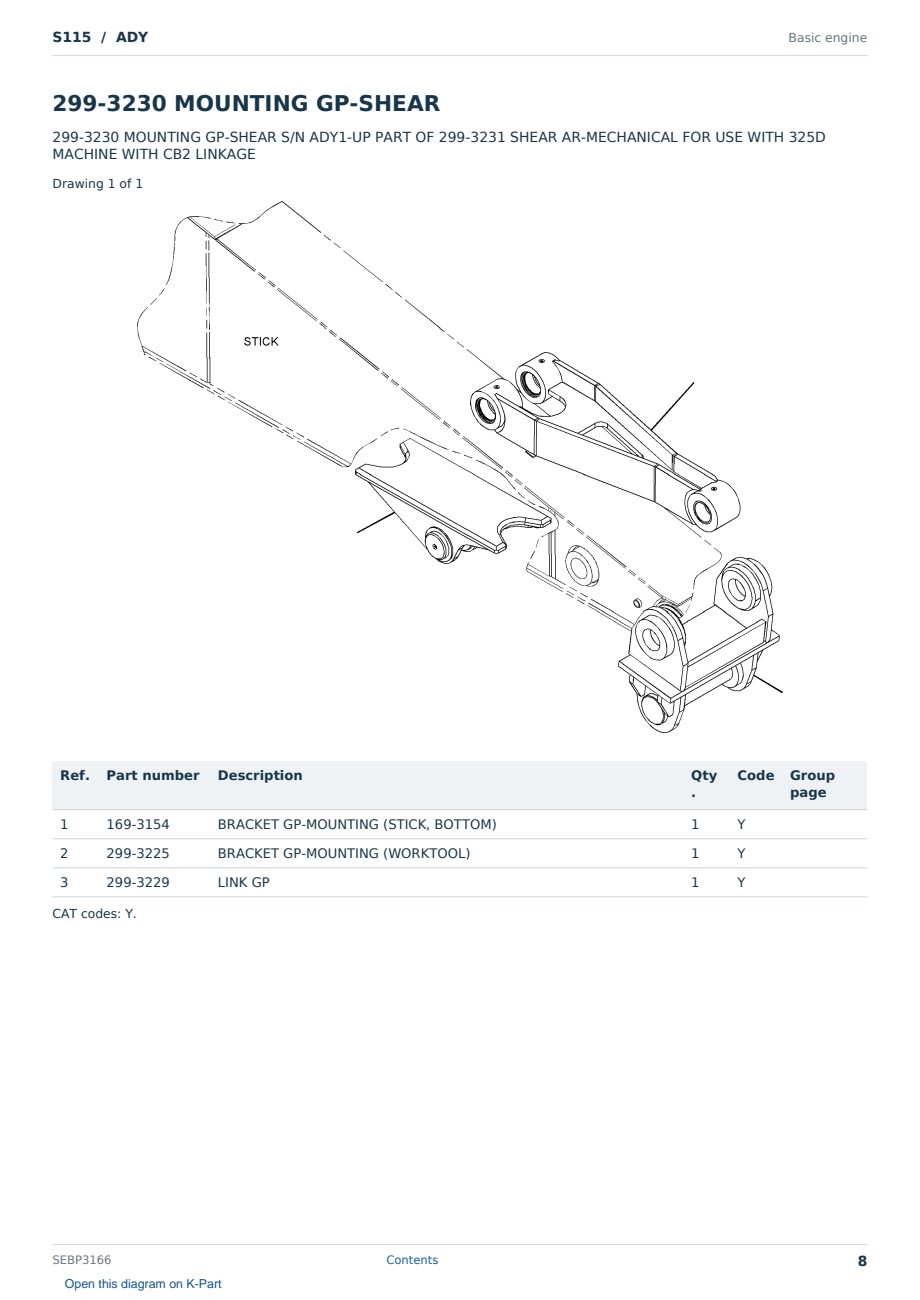 Caterpillar S115 S/N ADY Partsbook SEBP3166 (English) - sample page 8 of 10 Caterpillar S115 S/N ADY Partsbook SEBP3166 (English) - sample page 8 of 10