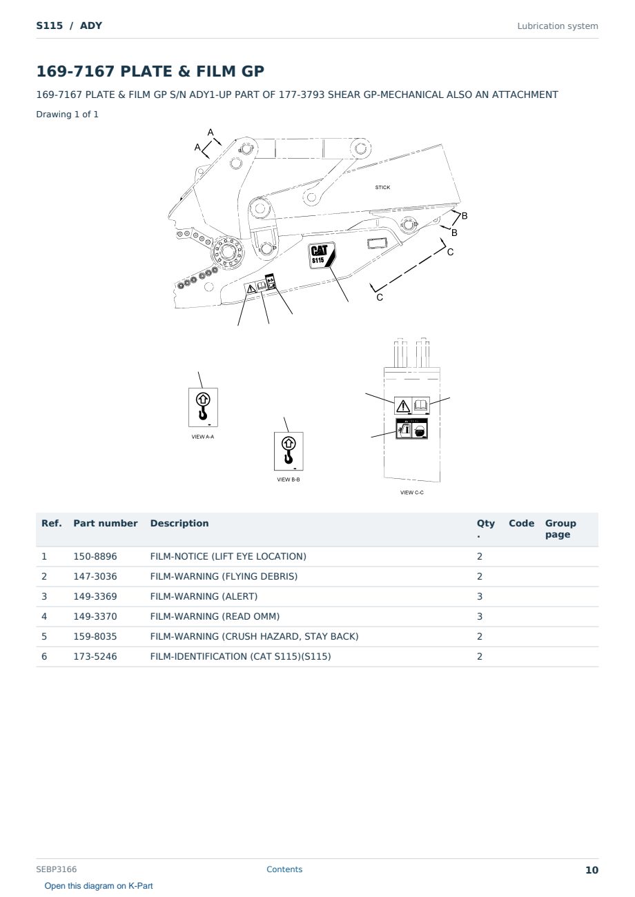 Caterpillar S115 S/N ADY Partsbook SEBP3166 (English) - sample page 10 of 10 Caterpillar S115 S/N ADY Partsbook SEBP3166 (English) - sample page 10 of 10