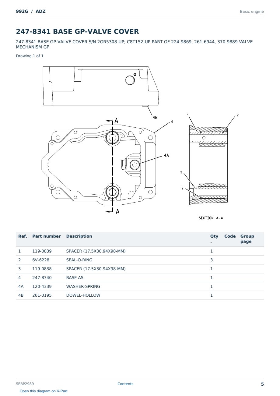 Caterpillar 992G S/N ADZ Partsbook SEBP2989 (English) - sample page 5 of 10 Caterpillar 992G S/N ADZ Partsbook SEBP2989 (English) - sample page 5 of 10