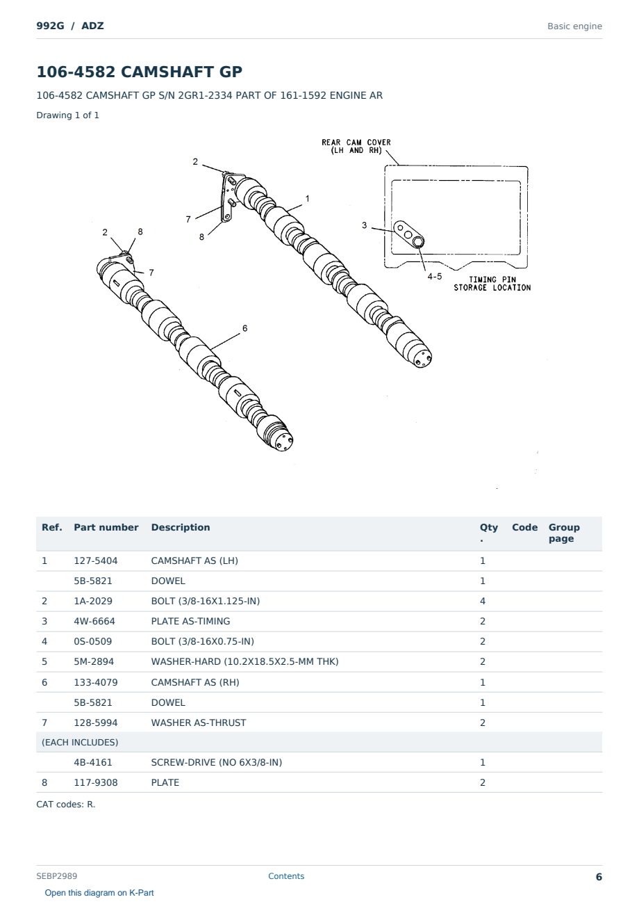 Caterpillar 992G S/N ADZ Partsbook SEBP2989 (English) - sample page 6 of 10 Caterpillar 992G S/N ADZ Partsbook SEBP2989 (English) - sample page 6 of 10