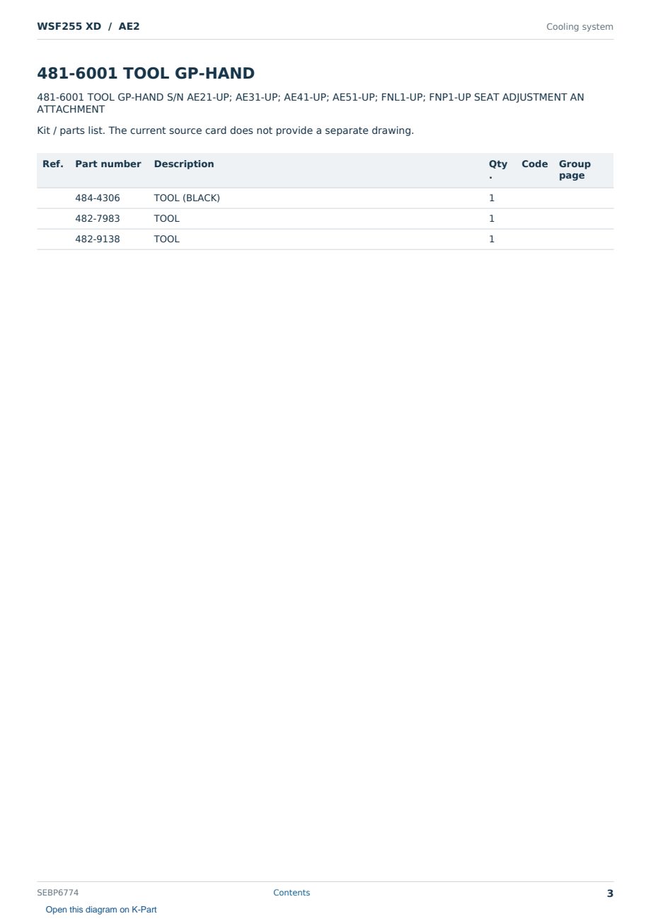 Caterpillar WSF255 XD S/N AE2 Partsbook SEBP6774 (English) - sample page 3 of 10 Caterpillar WSF255 XD S/N AE2 Partsbook SEBP6774 (English) - sample page 3 of 10