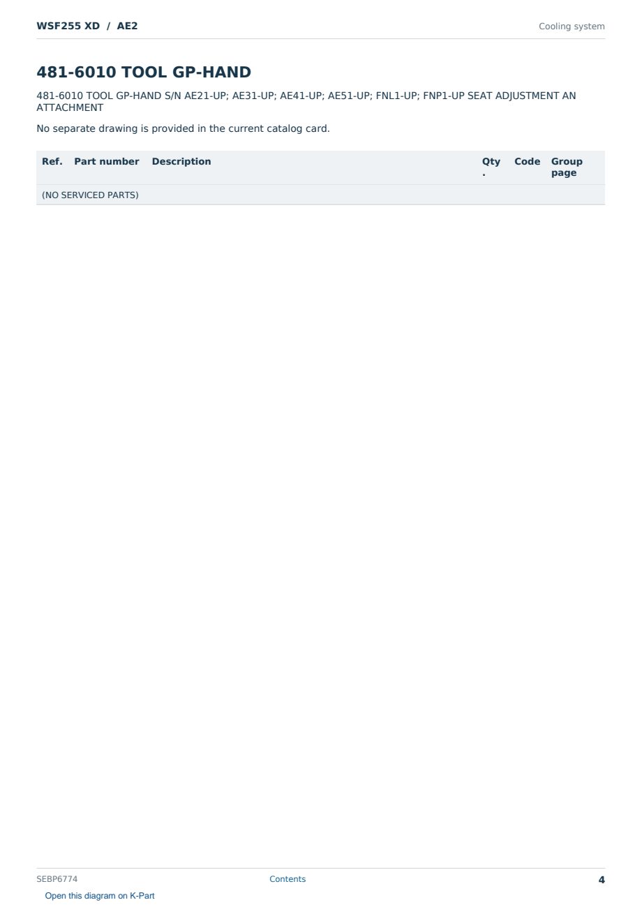 Caterpillar WSF255 XD S/N AE2 Partsbook SEBP6774 (English) - sample page 4 of 10 Caterpillar WSF255 XD S/N AE2 Partsbook SEBP6774 (English) - sample page 4 of 10