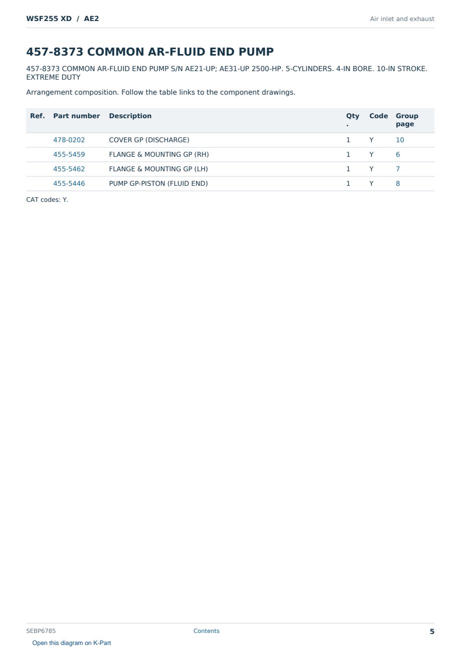 Caterpillar WSF255 XD S/N AE2 Partsbook SEBP6785 (English) - sample page 5 of 10 Caterpillar WSF255 XD S/N AE2 Partsbook SEBP6785 (English) - sample page 5 of 10