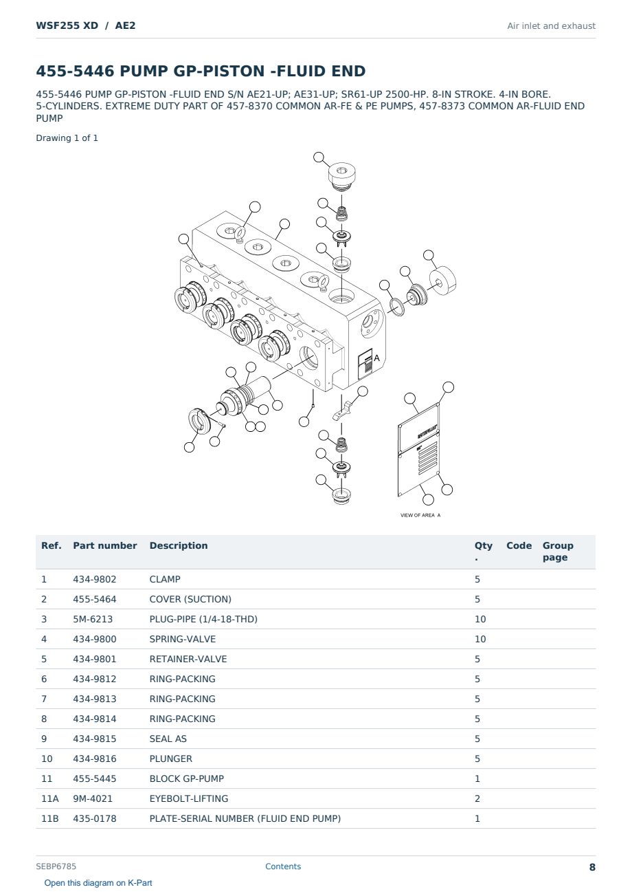 Caterpillar WSF255 XD S/N AE2 Partsbook SEBP6785 (English) - sample page 8 of 10 Caterpillar WSF255 XD S/N AE2 Partsbook SEBP6785 (English) - sample page 8 of 10