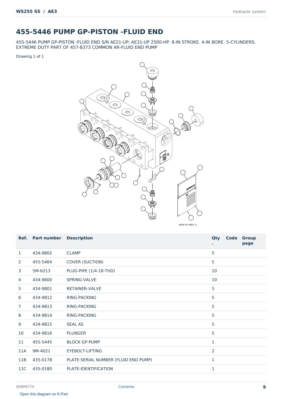 Caterpillar WS255 SS S/N AE3 Partsbook SEBP6774 (English) - sample page 9 of 10 Caterpillar WS255 SS S/N AE3 Partsbook SEBP6774 (English) - sample page 9 of 10