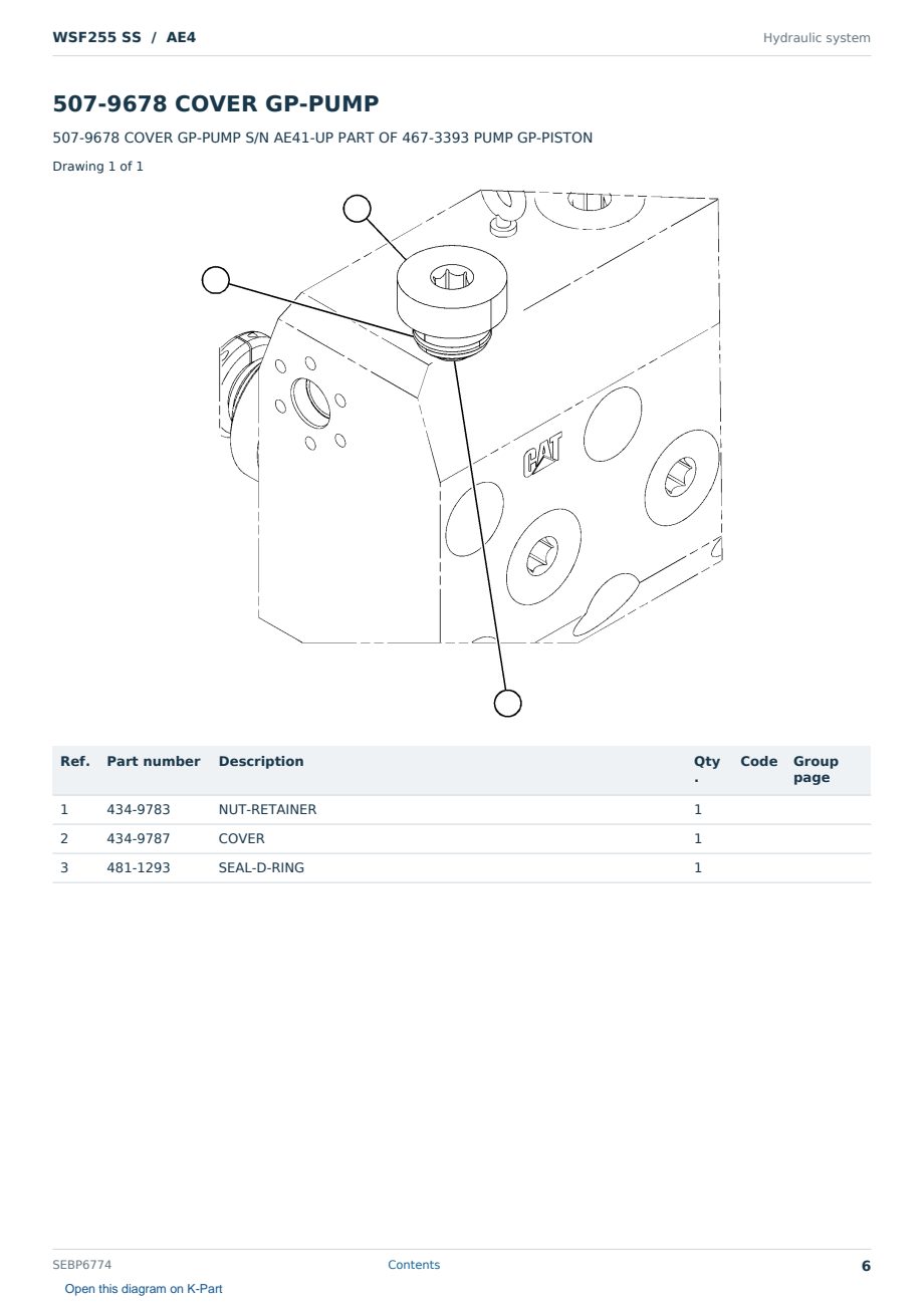 Caterpillar WSF255 SS S/N AE4 Partsbook SEBP6774 (English) - sample page 6 of 10 Caterpillar WSF255 SS S/N AE4 Partsbook SEBP6774 (English) - sample page 6 of 10