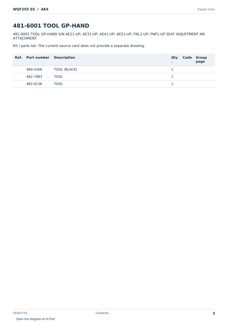 Caterpillar WSF255 SS S/N AE4 Partsbook SEBP6785 (English) - sample page 3 of 10 Caterpillar WSF255 SS S/N AE4 Partsbook SEBP6785 (English) - sample page 3 of 10