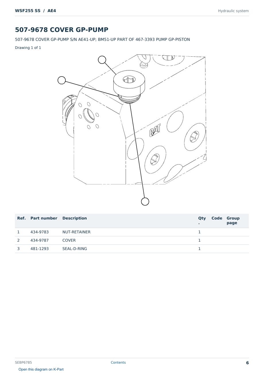 Caterpillar WSF255 SS S/N AE4 Partsbook SEBP6785 (English) - sample page 6 of 10 Caterpillar WSF255 SS S/N AE4 Partsbook SEBP6785 (English) - sample page 6 of 10