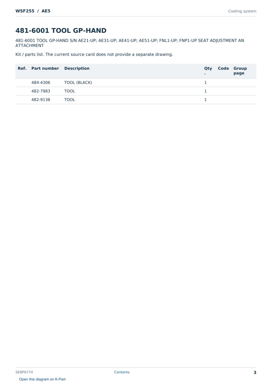 Caterpillar WSF255 S/N AE5 Partsbook SEBP6774 (English) - sample page 3 of 10 Caterpillar WSF255 S/N AE5 Partsbook SEBP6774 (English) - sample page 3 of 10