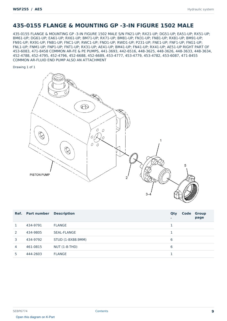 Caterpillar WSF255 S/N AE5 Partsbook SEBP6774 (English) - sample page 9 of 10 Caterpillar WSF255 S/N AE5 Partsbook SEBP6774 (English) - sample page 9 of 10