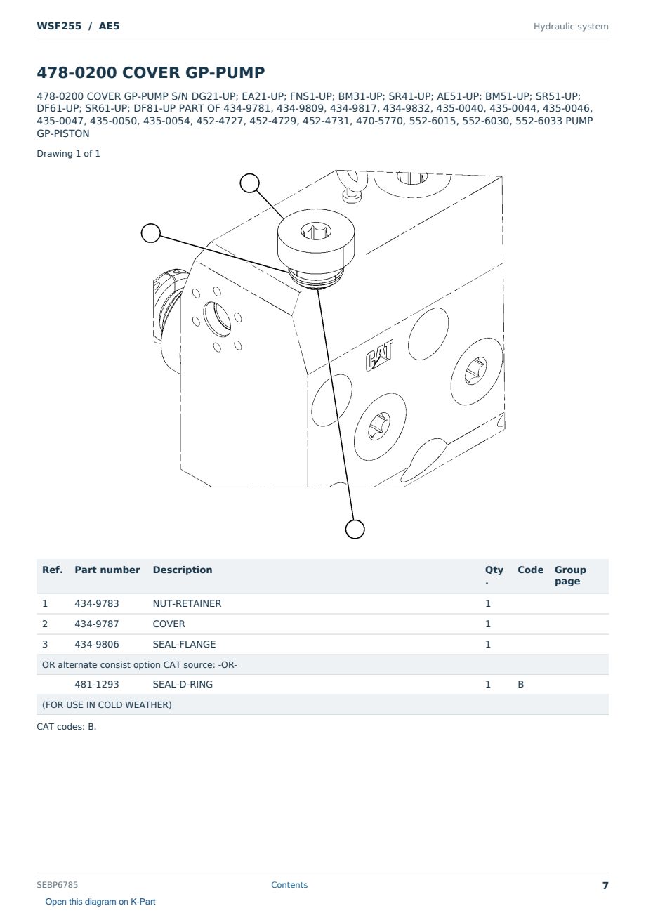 Caterpillar WSF255 S/N AE5 Partsbook SEBP6785 (English) - sample page 7 of 10 Caterpillar WSF255 S/N AE5 Partsbook SEBP6785 (English) - sample page 7 of 10