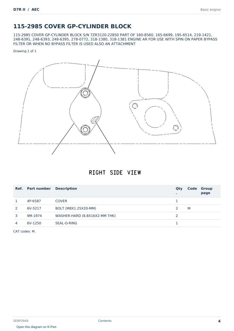 Caterpillar D7R II S/N AEC Partsbook SEBP2949 (English) - sample page 4 of 10 Caterpillar D7R II S/N AEC Partsbook SEBP2949 (English) - sample page 4 of 10