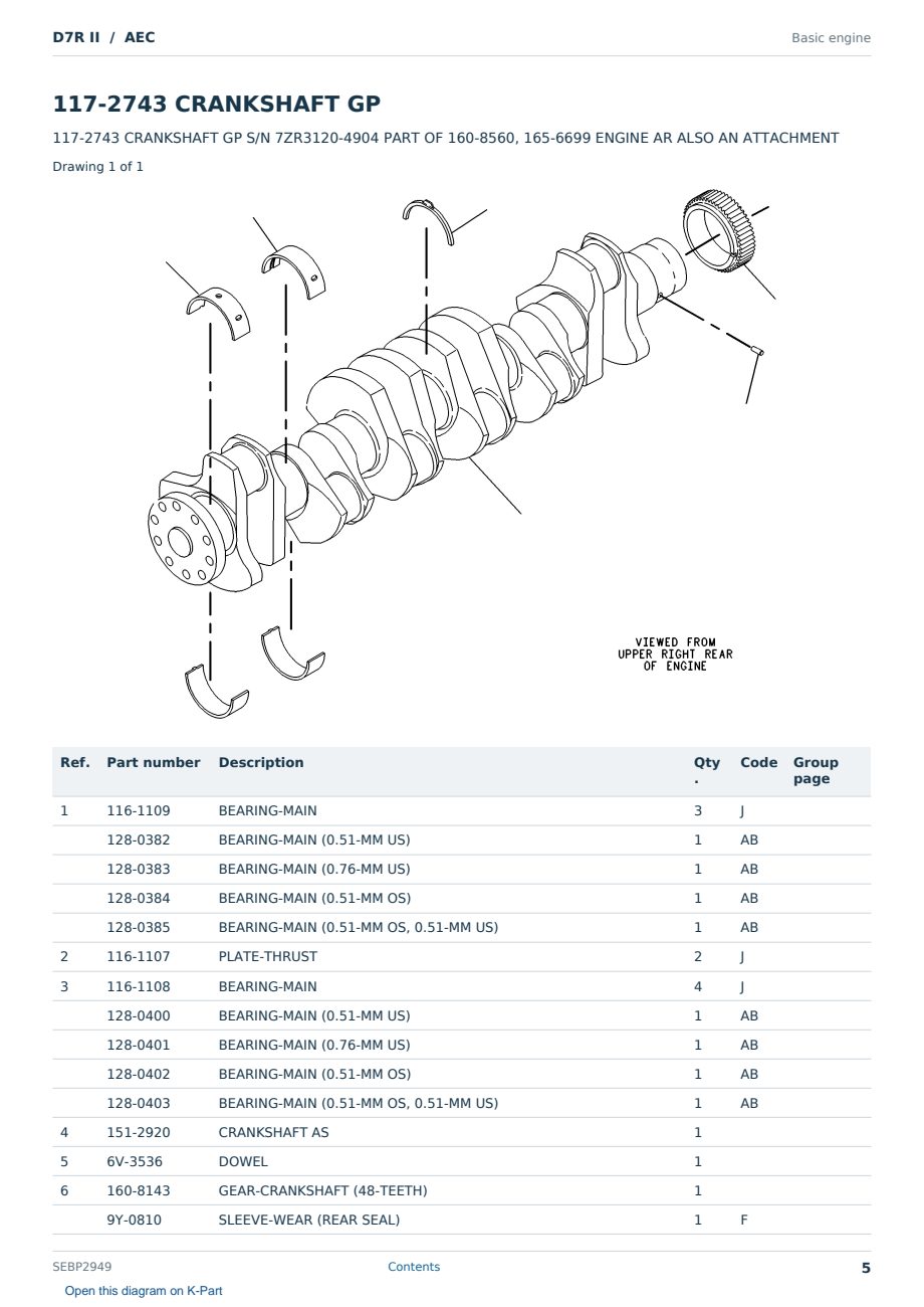 Caterpillar D7R II S/N AEC Partsbook SEBP2949 (English) - sample page 5 of 10 Caterpillar D7R II S/N AEC Partsbook SEBP2949 (English) - sample page 5 of 10