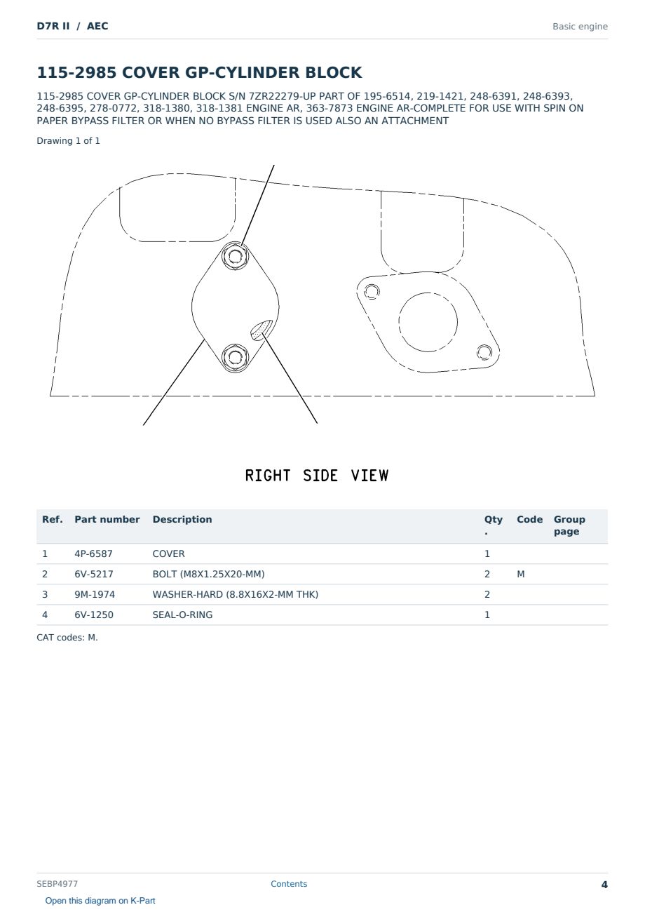 Caterpillar D7R II S/N AEC Partsbook SEBP4977 (English) - sample page 4 of 10 Caterpillar D7R II S/N AEC Partsbook SEBP4977 (English) - sample page 4 of 10