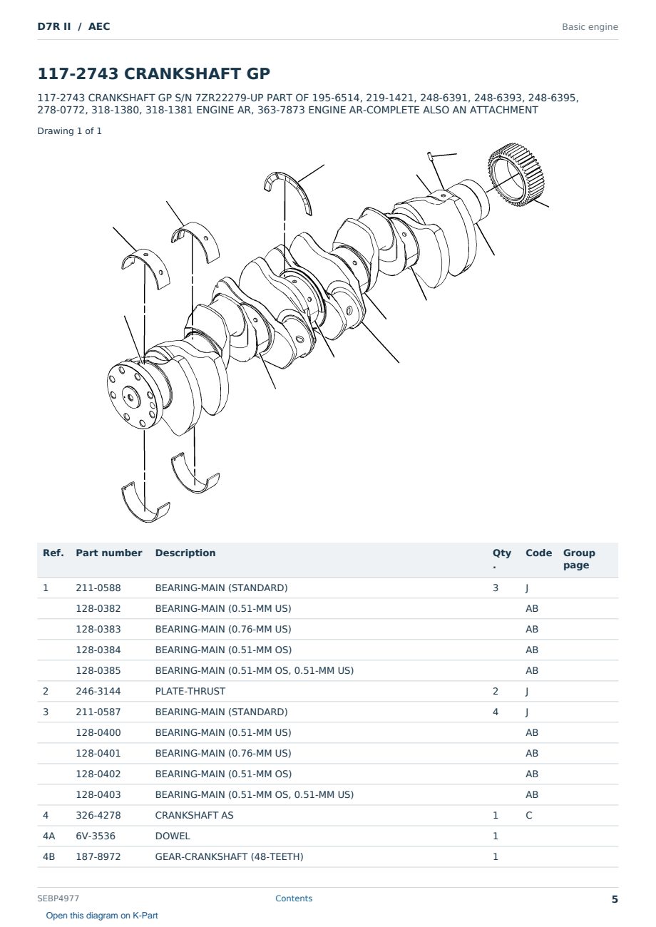 Caterpillar D7R II S/N AEC Partsbook SEBP4977 (English) - sample page 5 of 10 Caterpillar D7R II S/N AEC Partsbook SEBP4977 (English) - sample page 5 of 10