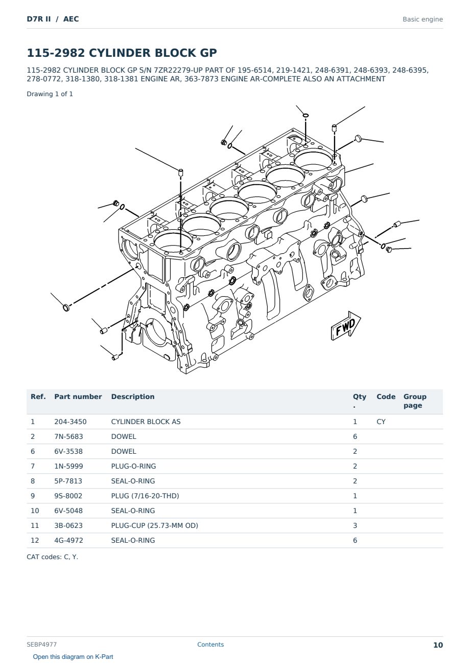 Caterpillar D7R II S/N AEC Partsbook SEBP4977 (English) - sample page 10 of 10 Caterpillar D7R II S/N AEC Partsbook SEBP4977 (English) - sample page 10 of 10