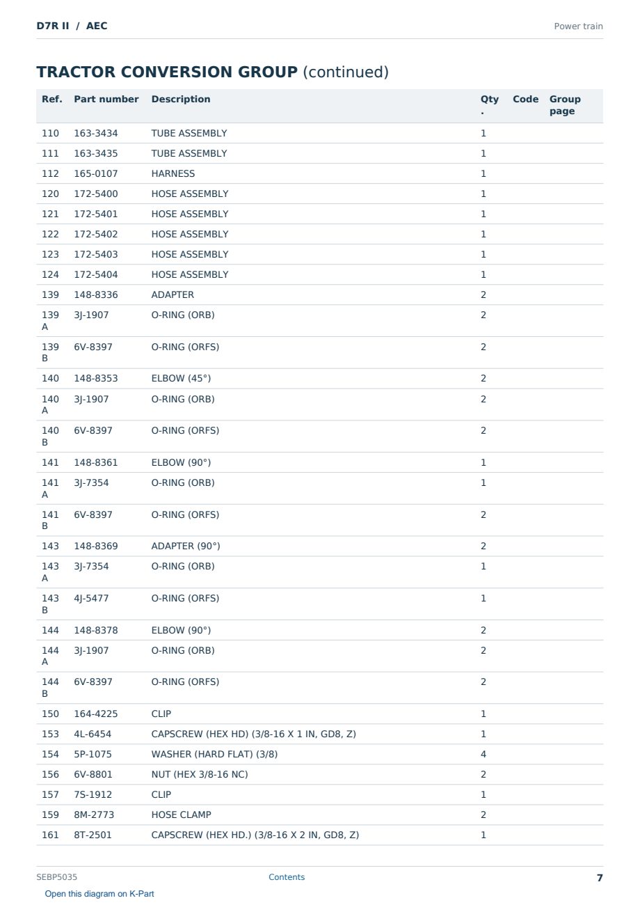 Caterpillar D7R II S/N AEC Partsbook SEBP5035 (English) - sample page 7 of 10 Caterpillar D7R II S/N AEC Partsbook SEBP5035 (English) - sample page 7 of 10
