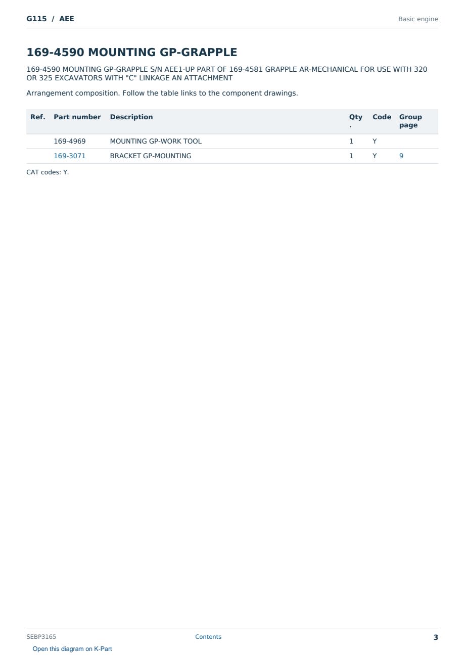 Caterpillar G115 S/N AEE Partsbook SEBP3165 (English) - sample page 3 of 10 Caterpillar G115 S/N AEE Partsbook SEBP3165 (English) - sample page 3 of 10