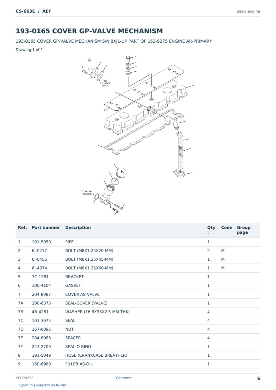 Caterpillar CS-663E S/N AEF Partsbook KEBP0233 (English) - sample page 6 of 10 Caterpillar CS-663E S/N AEF Partsbook KEBP0233 (English) - sample page 6 of 10