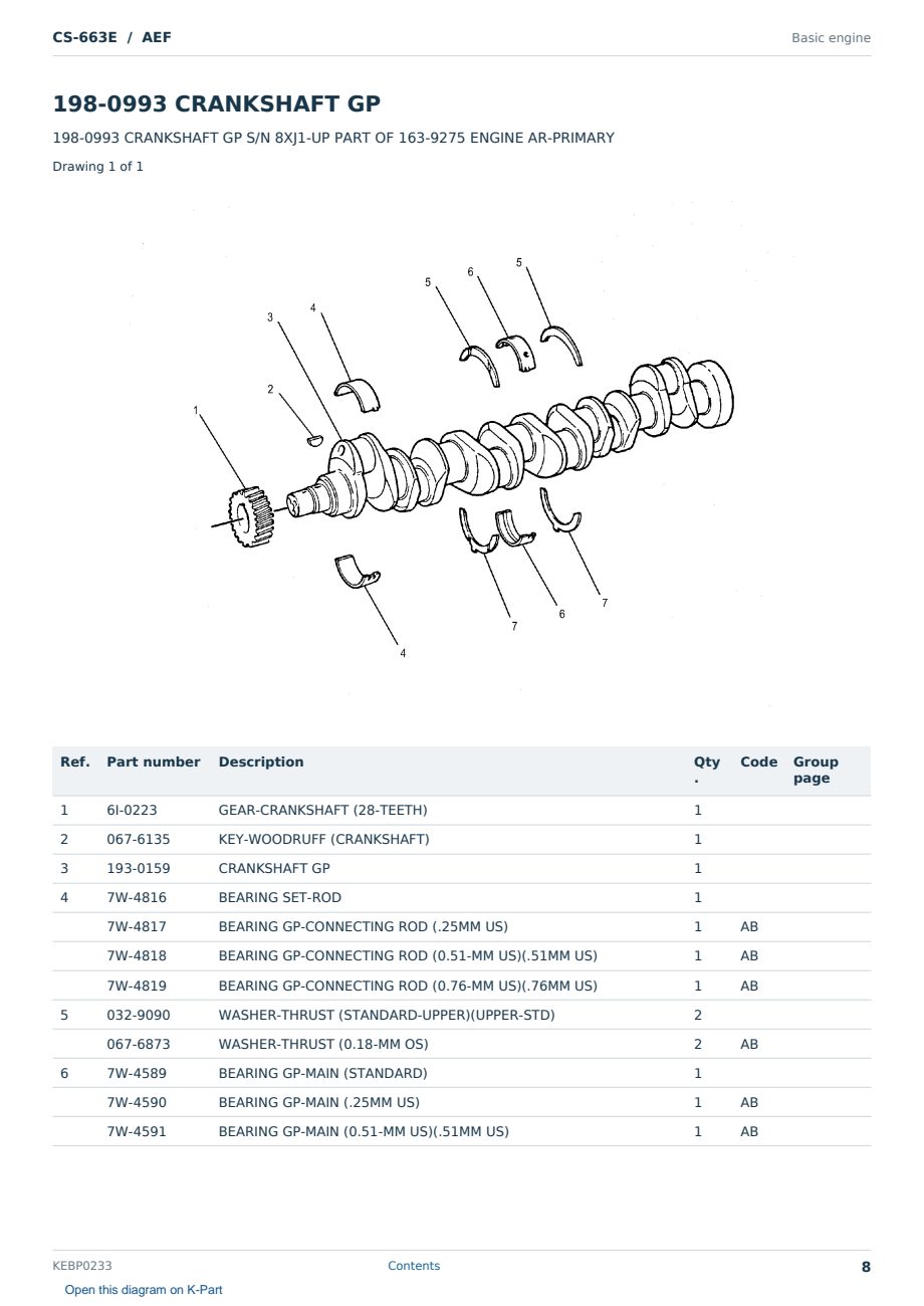 Caterpillar CS-663E S/N AEF Partsbook KEBP0233 (English) - sample page 8 of 10 Caterpillar CS-663E S/N AEF Partsbook KEBP0233 (English) - sample page 8 of 10