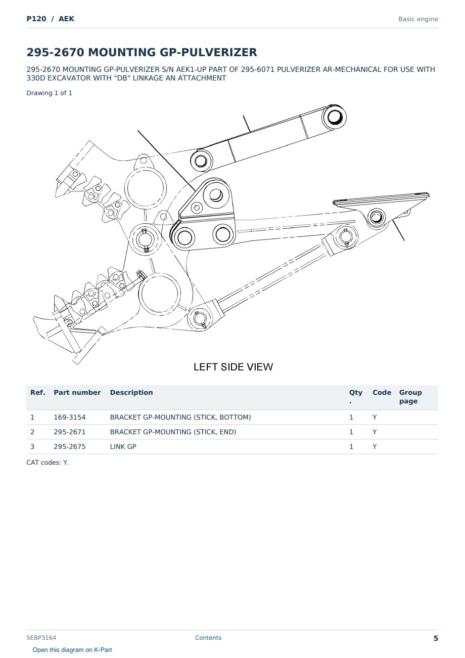 Caterpillar P120 S/N AEK Partsbook SEBP3164 (English) - sample page 5 of 10 Caterpillar P120 S/N AEK Partsbook SEBP3164 (English) - sample page 5 of 10