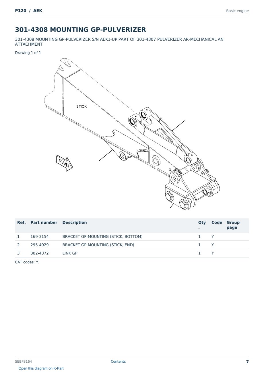 Caterpillar P120 S/N AEK Partsbook SEBP3164 (English) - sample page 7 of 10 Caterpillar P120 S/N AEK Partsbook SEBP3164 (English) - sample page 7 of 10