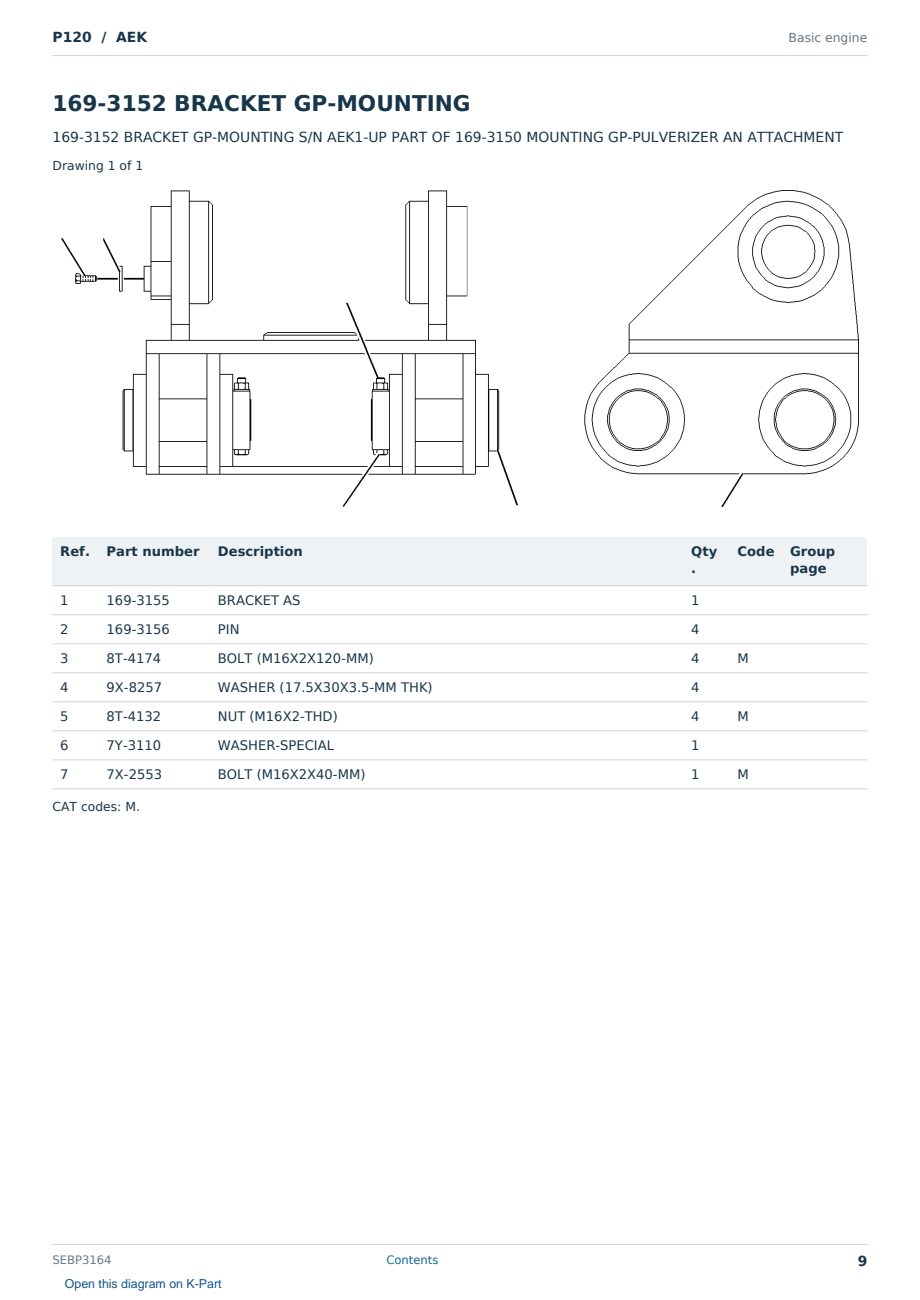 Caterpillar P120 S/N AEK Partsbook SEBP3164 (English) - sample page 9 of 10 Caterpillar P120 S/N AEK Partsbook SEBP3164 (English) - sample page 9 of 10