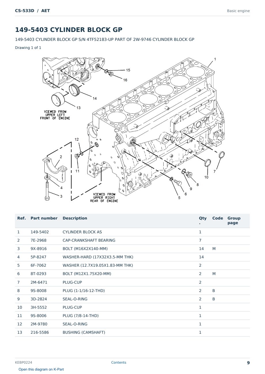 Caterpillar CS-533D S/N AET Partsbook KEBP0224 (English) - sample page 9 of 10 Caterpillar CS-533D S/N AET Partsbook KEBP0224 (English) - sample page 9 of 10