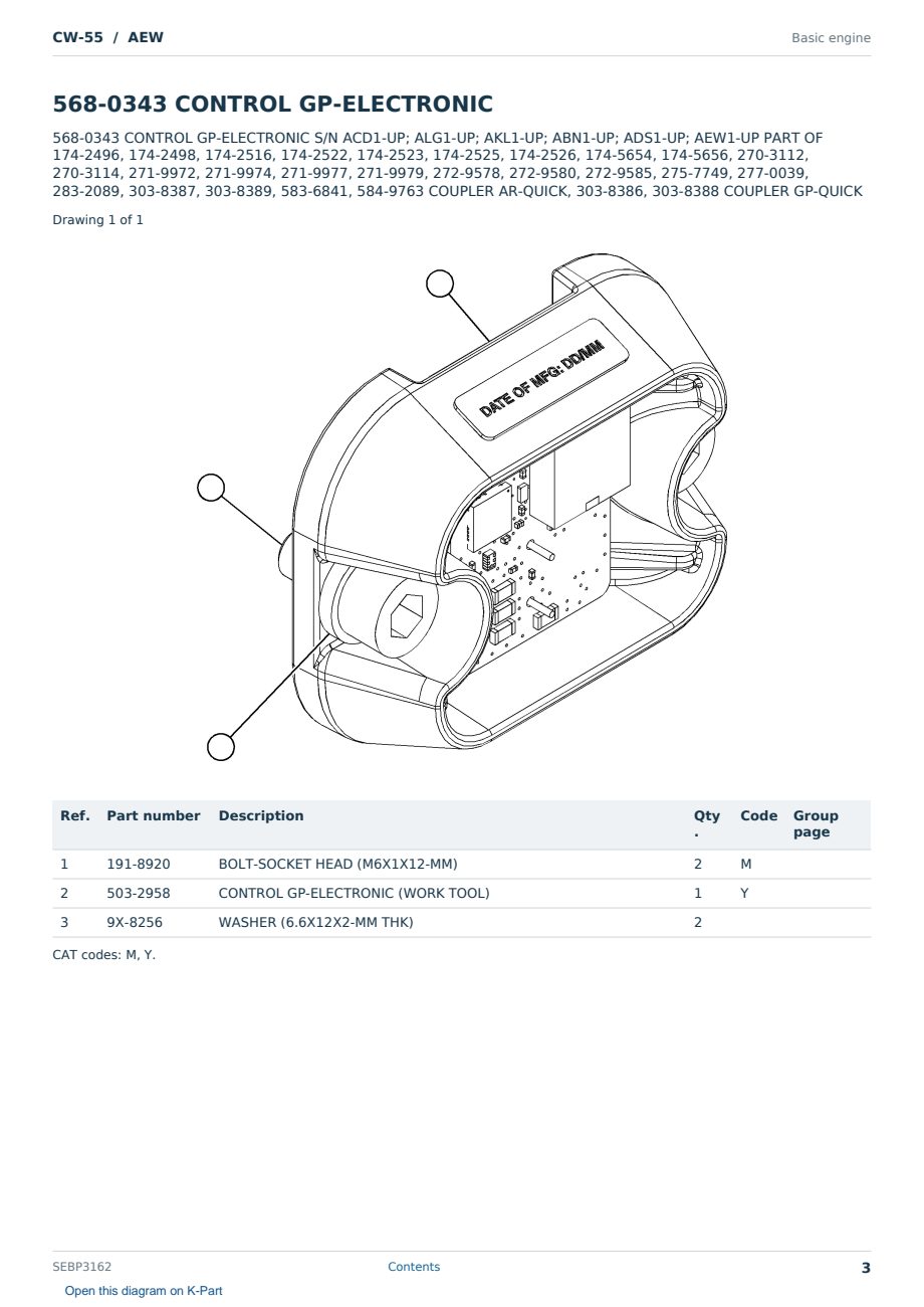 Caterpillar CW-55 S/N AEW Partsbook SEBP3162 (English) - sample page 3 of 10 Caterpillar CW-55 S/N AEW Partsbook SEBP3162 (English) - sample page 3 of 10
