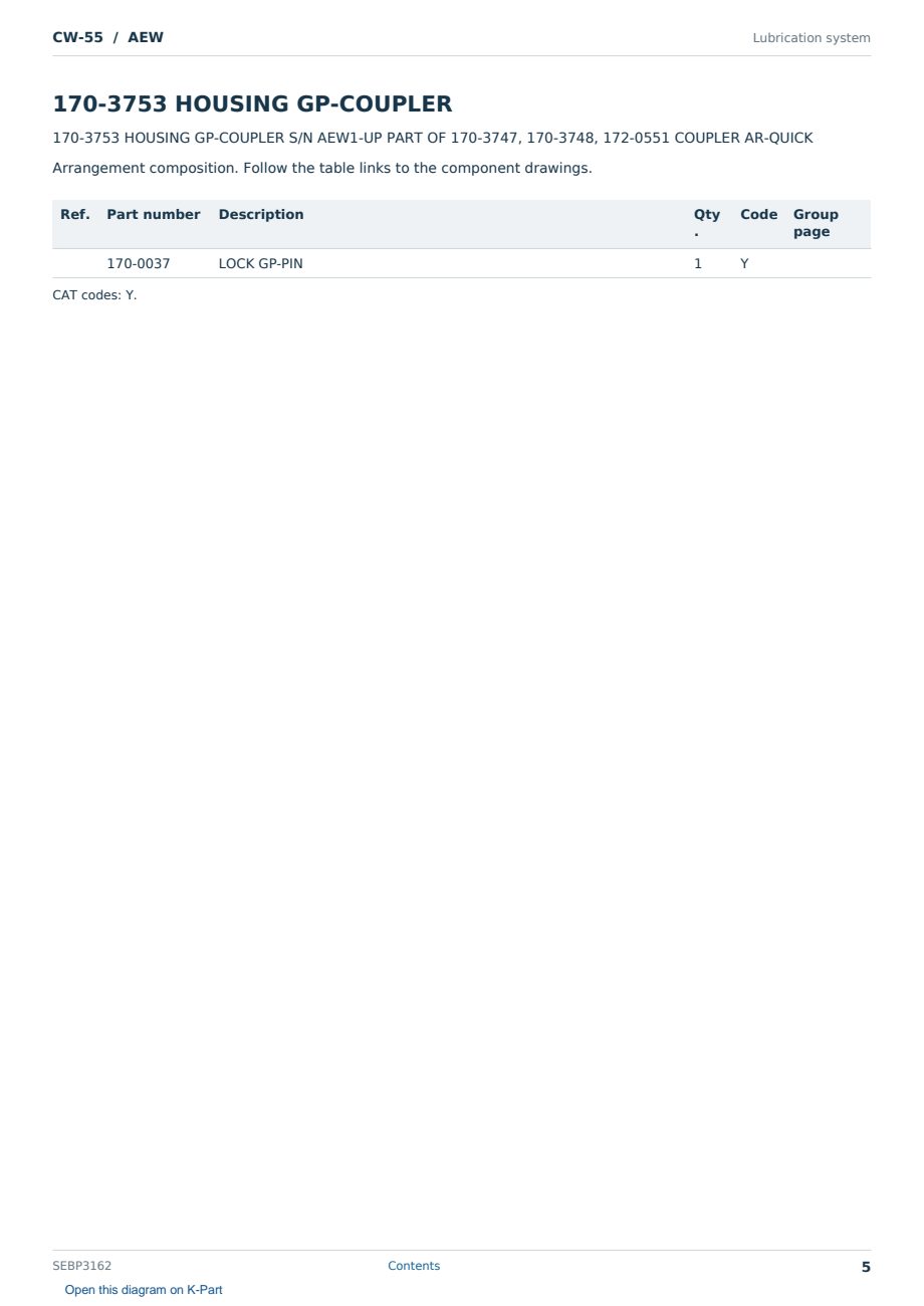 Caterpillar CW-55 S/N AEW Partsbook SEBP3162 (English) - sample page 5 of 10 Caterpillar CW-55 S/N AEW Partsbook SEBP3162 (English) - sample page 5 of 10