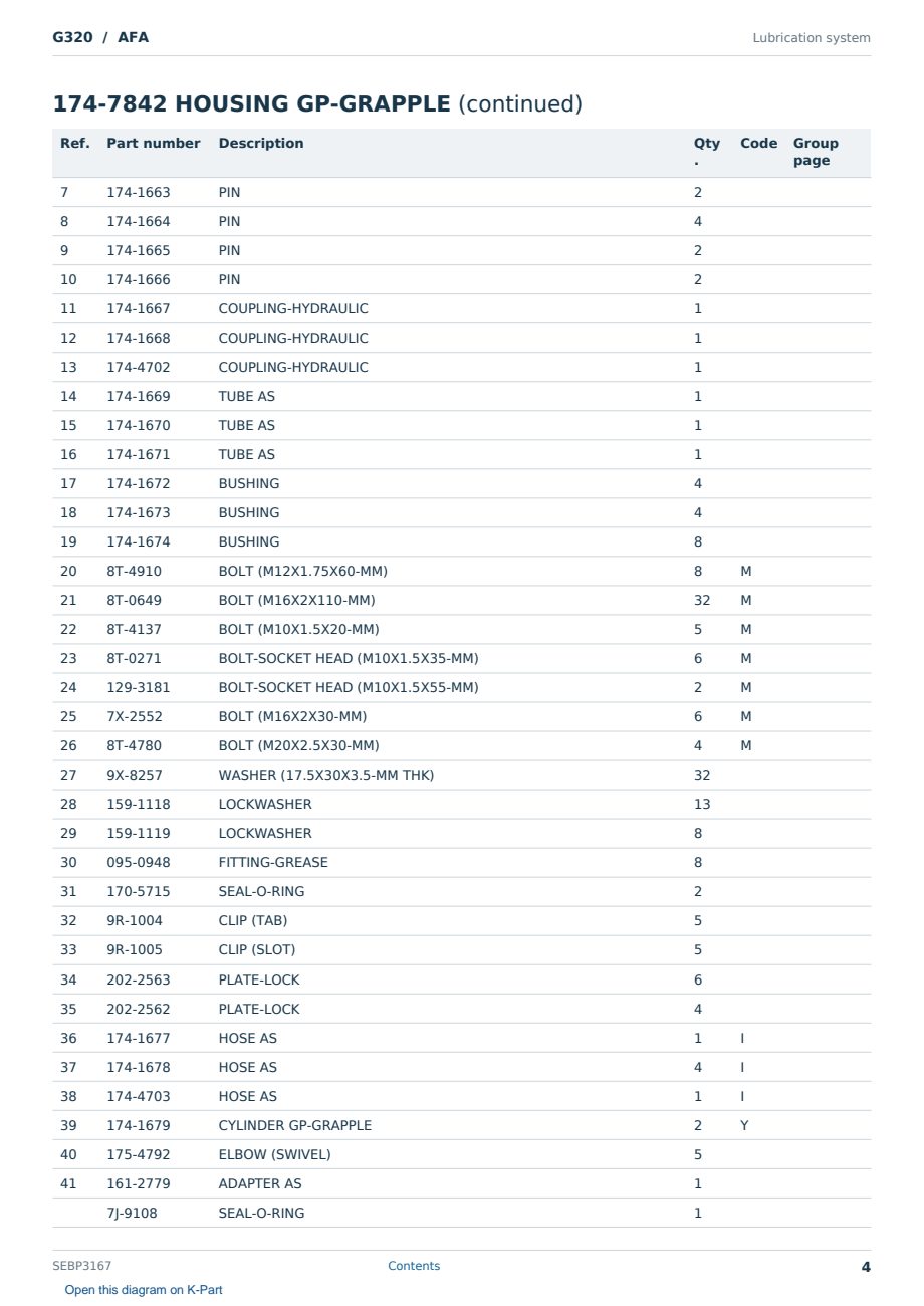 Caterpillar G320 S/N AFA Partsbook SEBP3167 (English) - sample page 4 of 10 Caterpillar G320 S/N AFA Partsbook SEBP3167 (English) - sample page 4 of 10