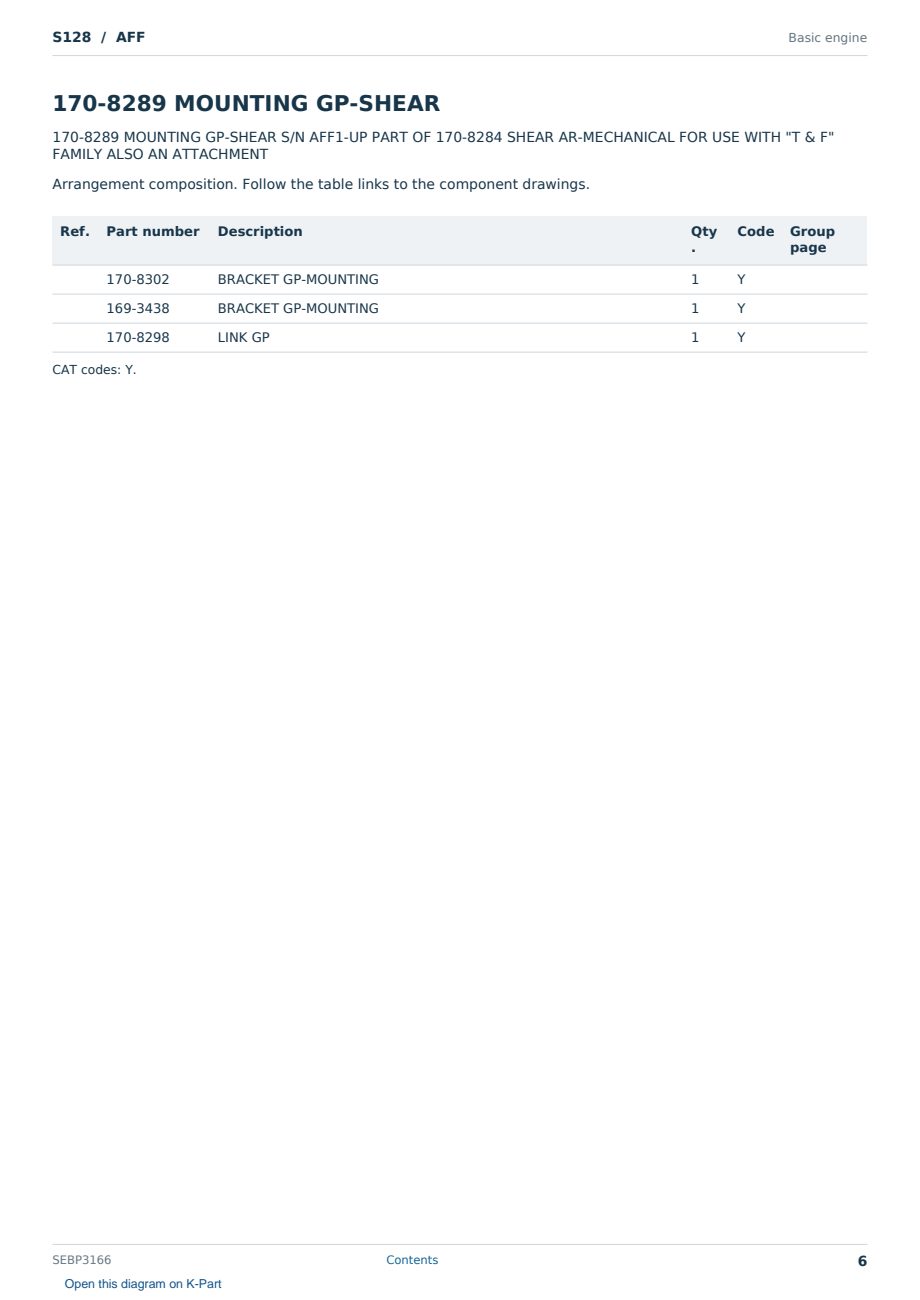 Caterpillar S128 S/N AFF Partsbook SEBP3166 (English) - sample page 6 of 10 Caterpillar S128 S/N AFF Partsbook SEBP3166 (English) - sample page 6 of 10