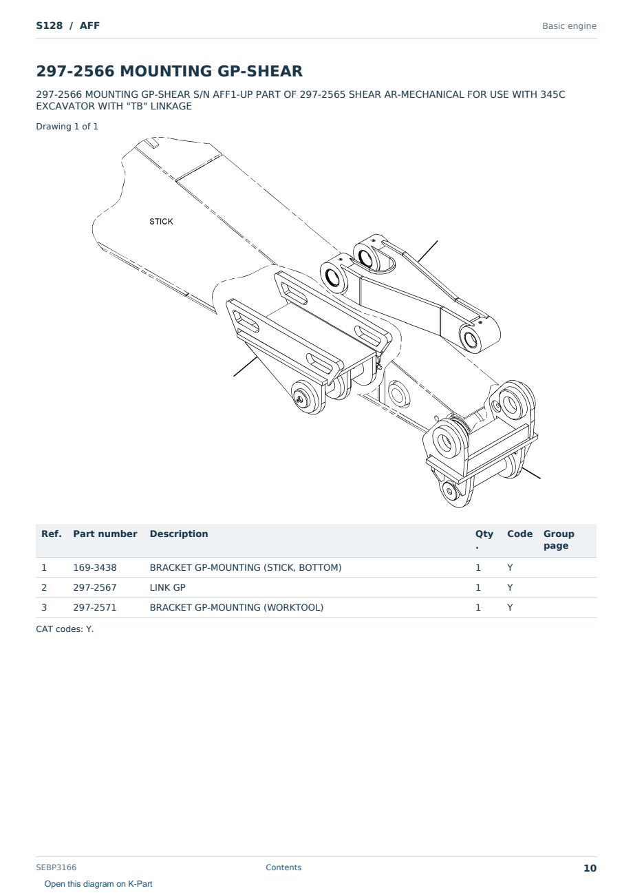 Caterpillar S128 S/N AFF Partsbook SEBP3166 (English) - sample page 10 of 10 Caterpillar S128 S/N AFF Partsbook SEBP3166 (English) - sample page 10 of 10