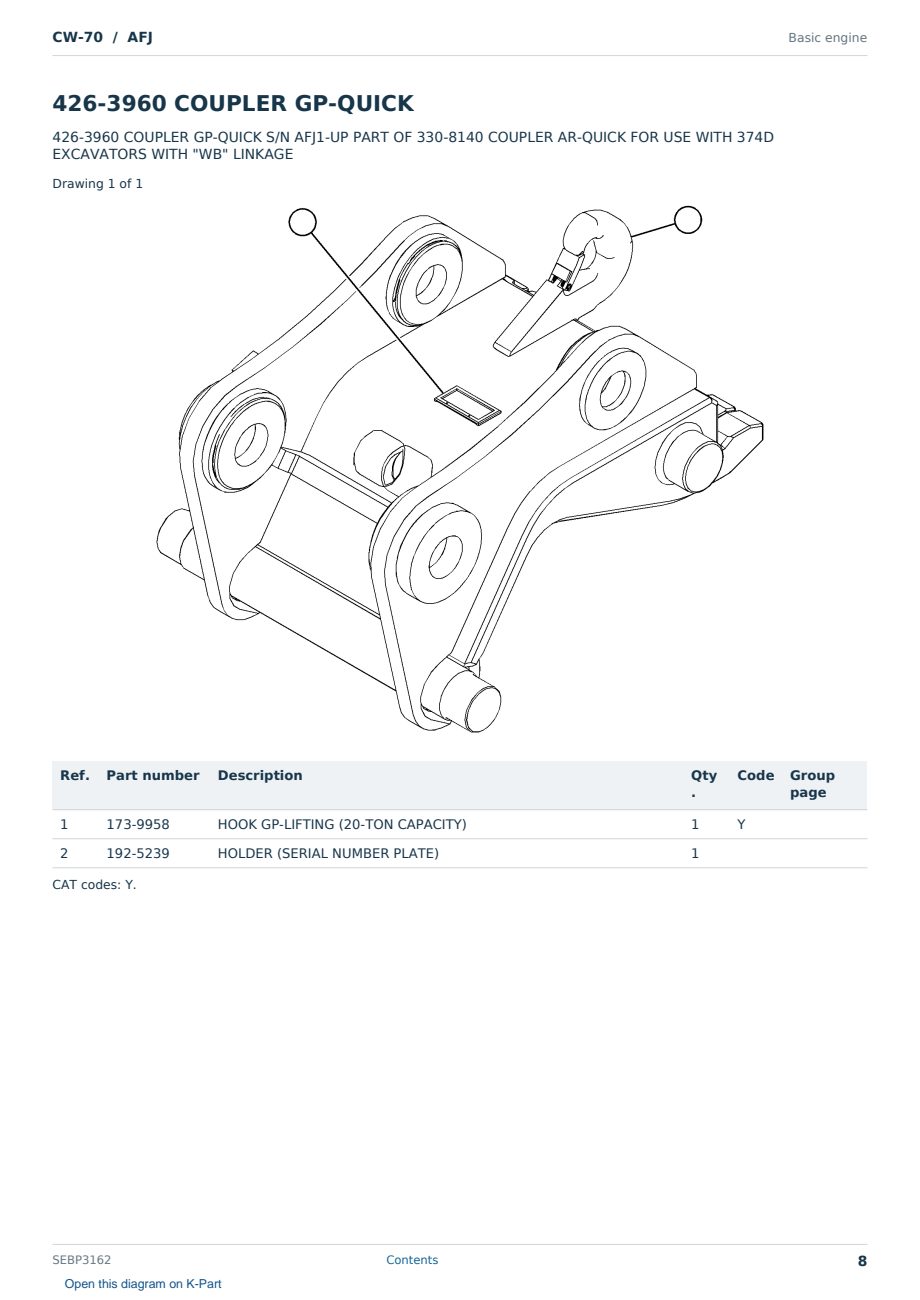 Caterpillar CW-70 S/N AFJ Partsbook SEBP3162 (English) - sample page 8 of 10 Caterpillar CW-70 S/N AFJ Partsbook SEBP3162 (English) - sample page 8 of 10