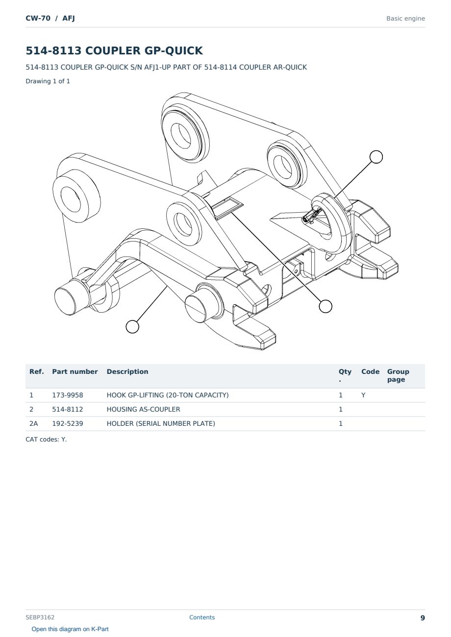 Caterpillar CW-70 S/N AFJ Partsbook SEBP3162 (English) - sample page 9 of 10 Caterpillar CW-70 S/N AFJ Partsbook SEBP3162 (English) - sample page 9 of 10